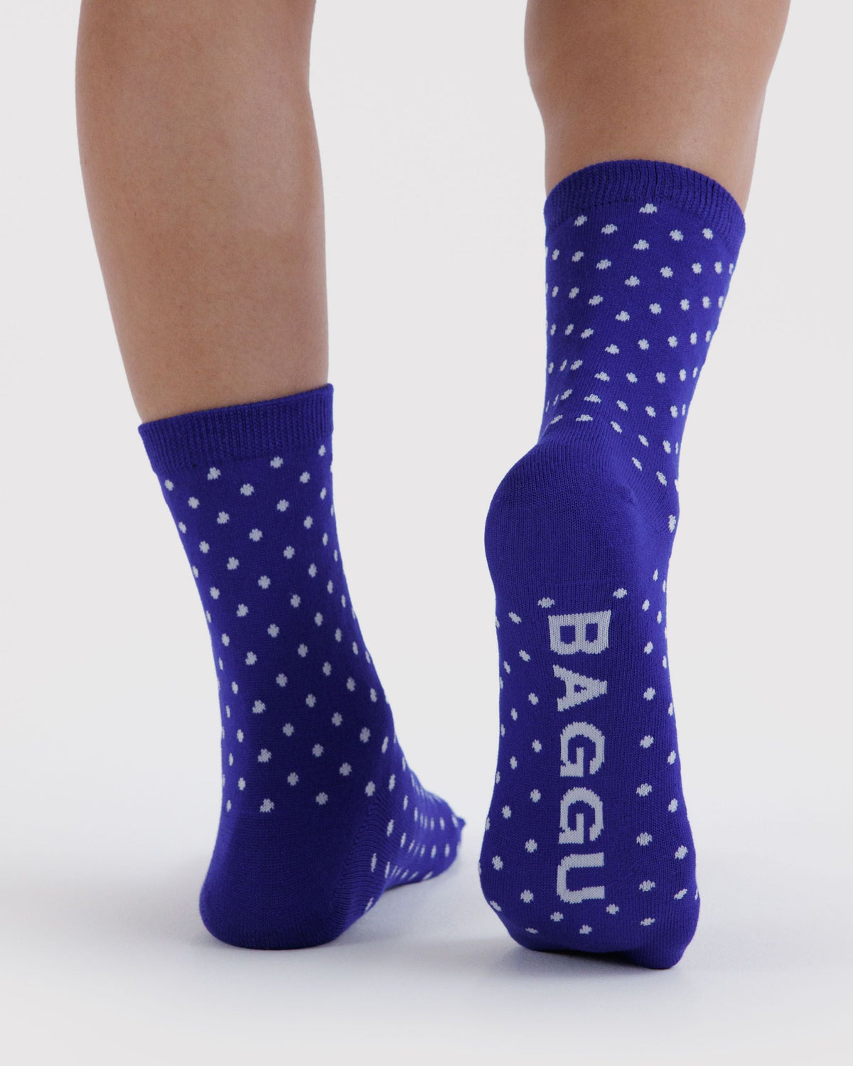 Soft Daily Essential - Crew Sock in Micro Blue and White Polka Dot