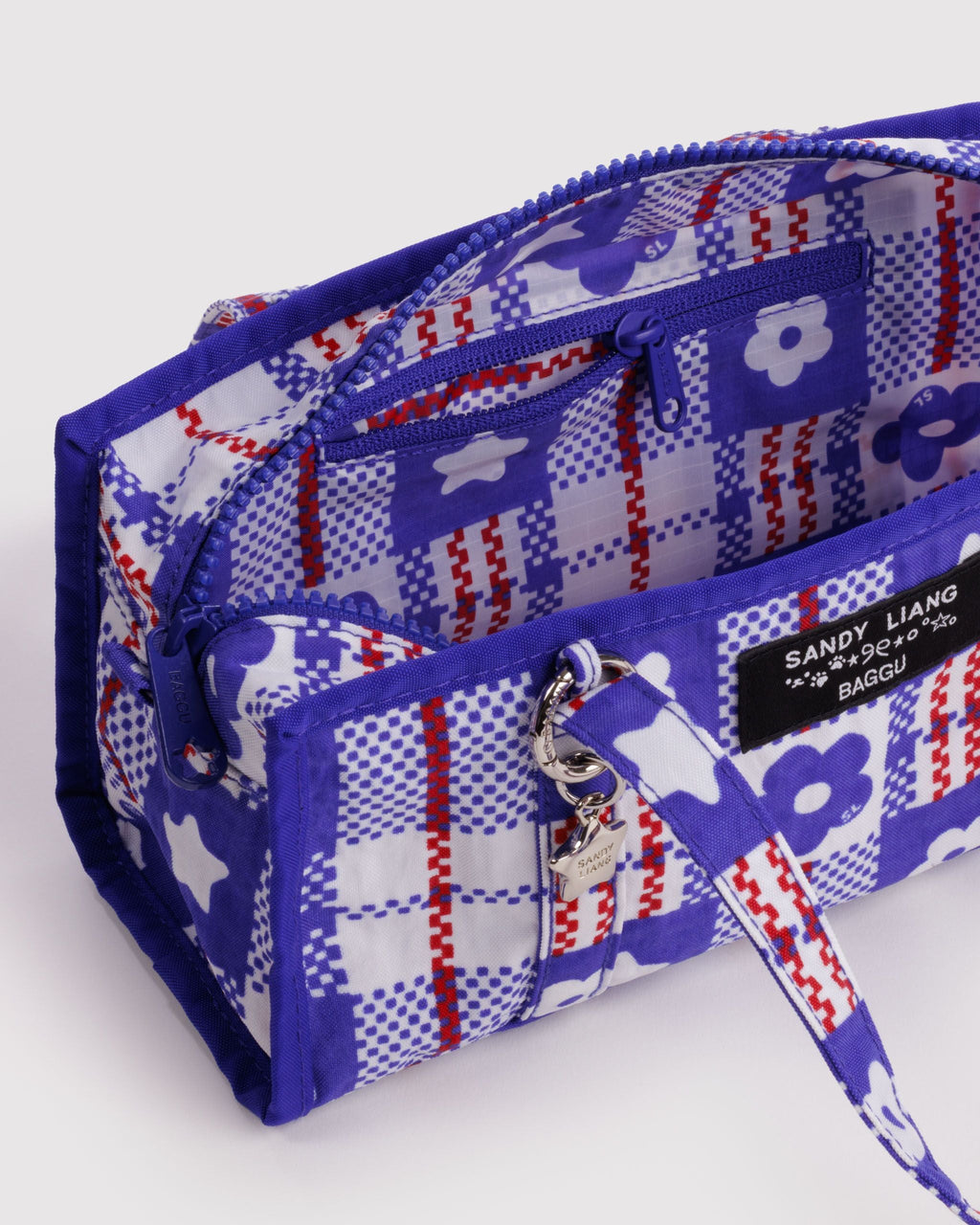 Mini Nylon Market Bag in Market Plaid Blue - Easy Style