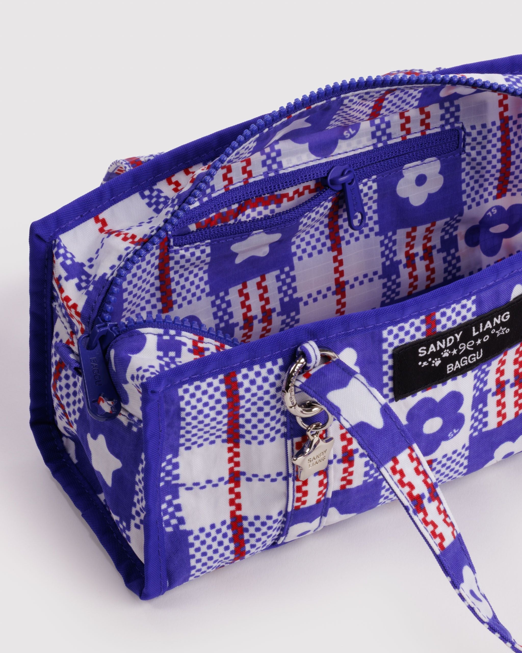 Mini Nylon Market Bag in Market Plaid Blue - Easy Style