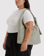Easy Day to Night Carry - Nylon Shoulder Bag in Sage Stripe