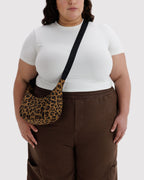 Easy Day to Night Carry - Small Nylon Crescent Bag in Leopard