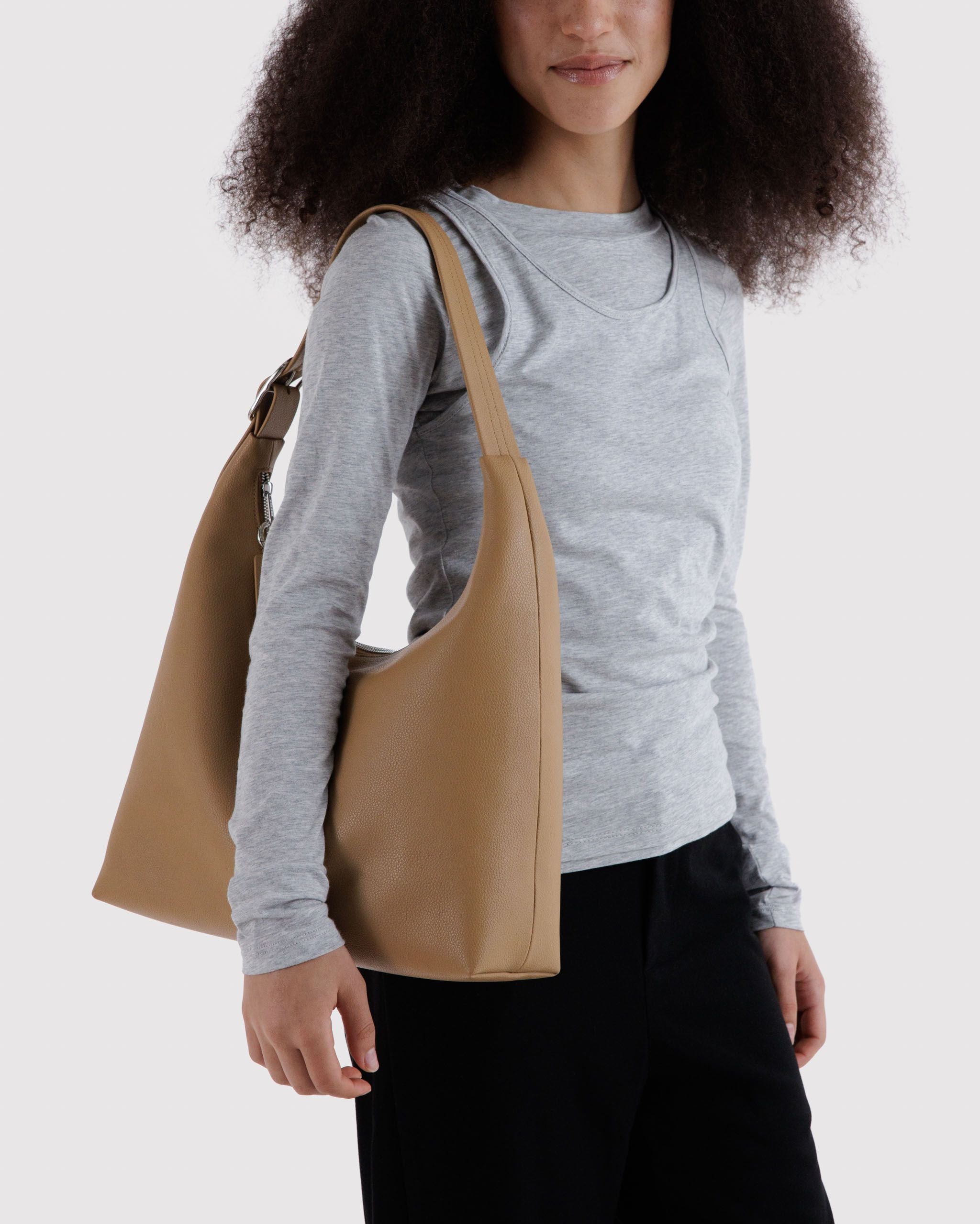 Easy Day to Night Carry - Recycled Leather Shoulder Bag in Dune