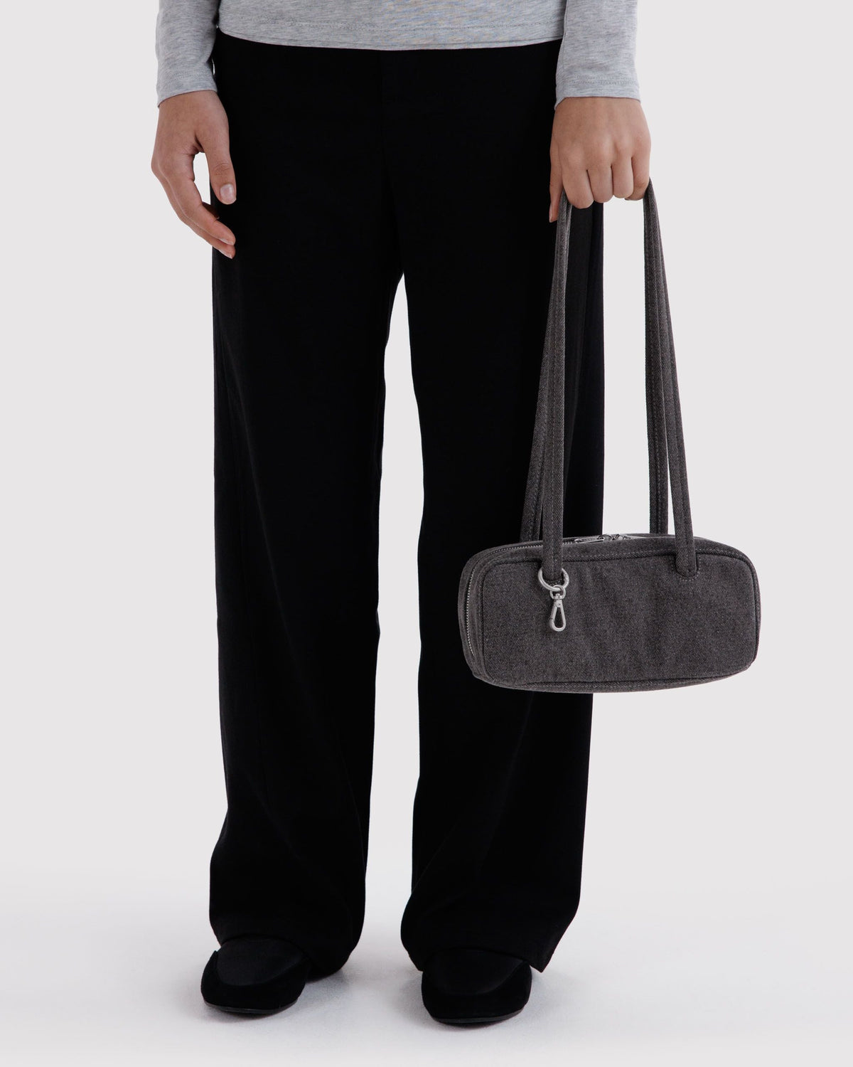 Easy Day to Night Carry - Small Denim Bowler Bag in Washed Black Denim