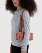 Easy Day to Night Carry - Small Nylon Bowler Bag in Tan Houndstooth
