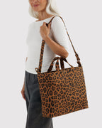 Flexible Daily Tote - Horizontal Zip Duck Bag in Leopard