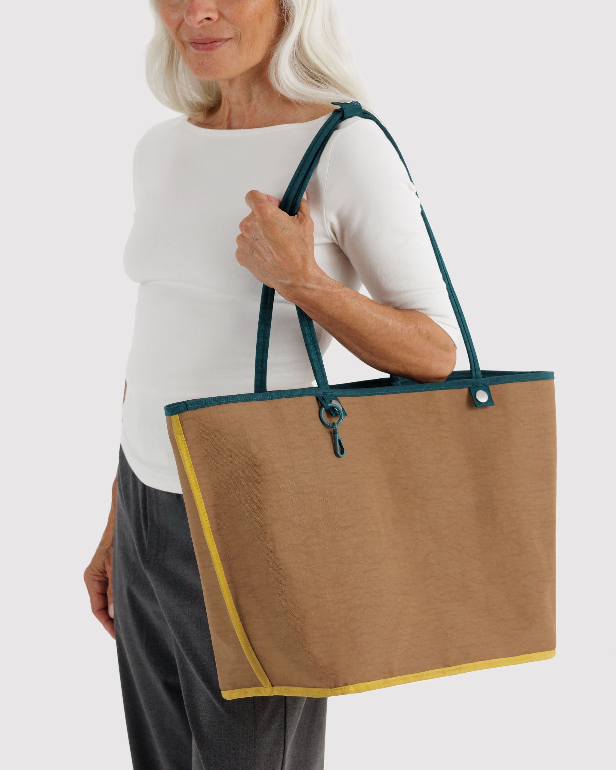 Flexible Daily Tote - Large Nylon Reversible Tote in Deep Sea Mix