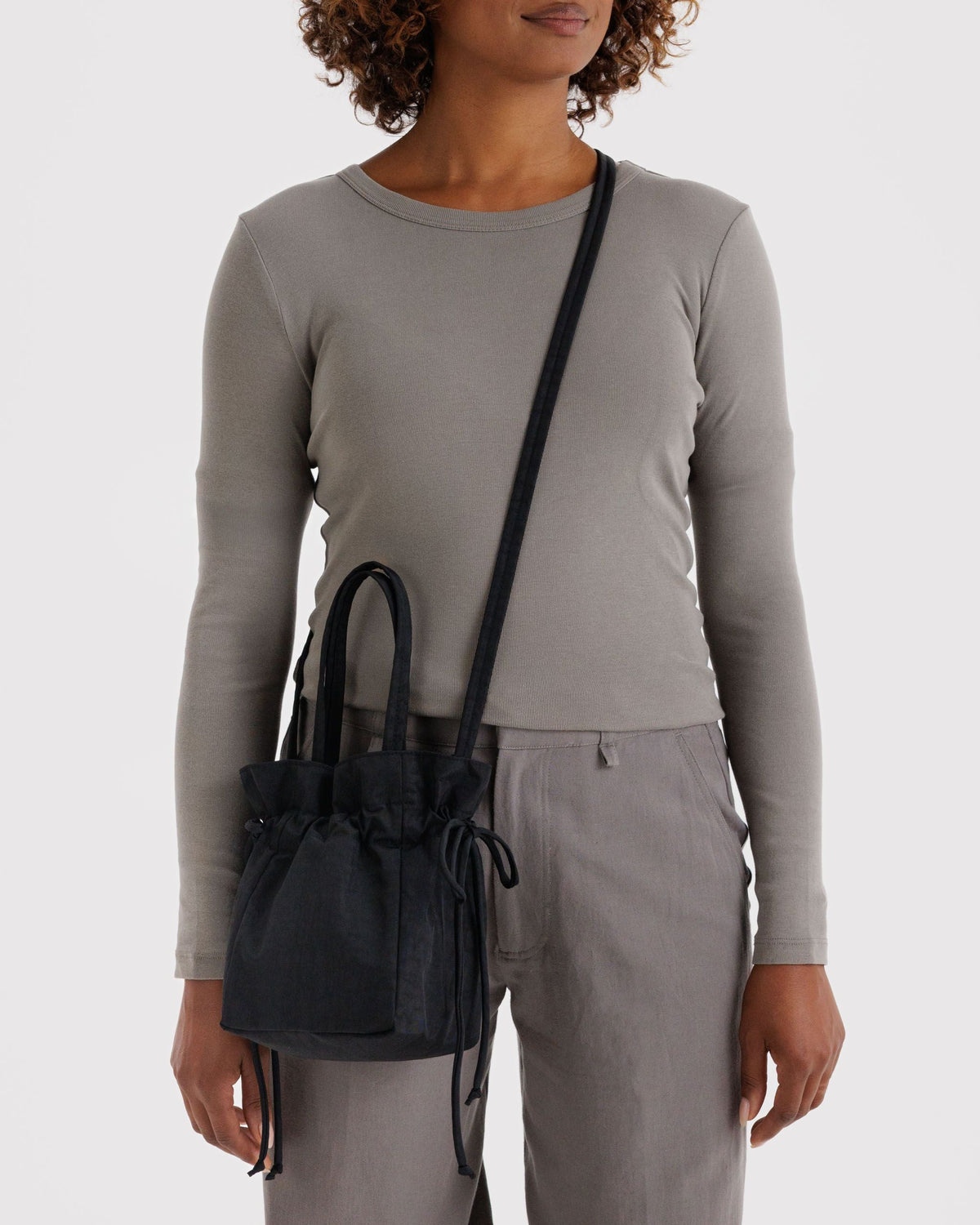 Easy Day to Night Carry - Nylon Drawstring Bag in Black