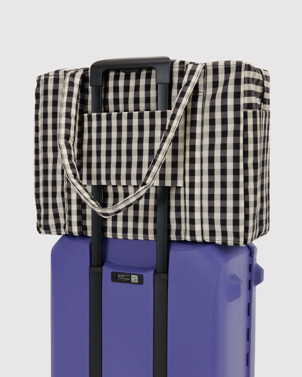 Lightweight Trip Companion - Cloud Carry-On in Black and Cream Gingham