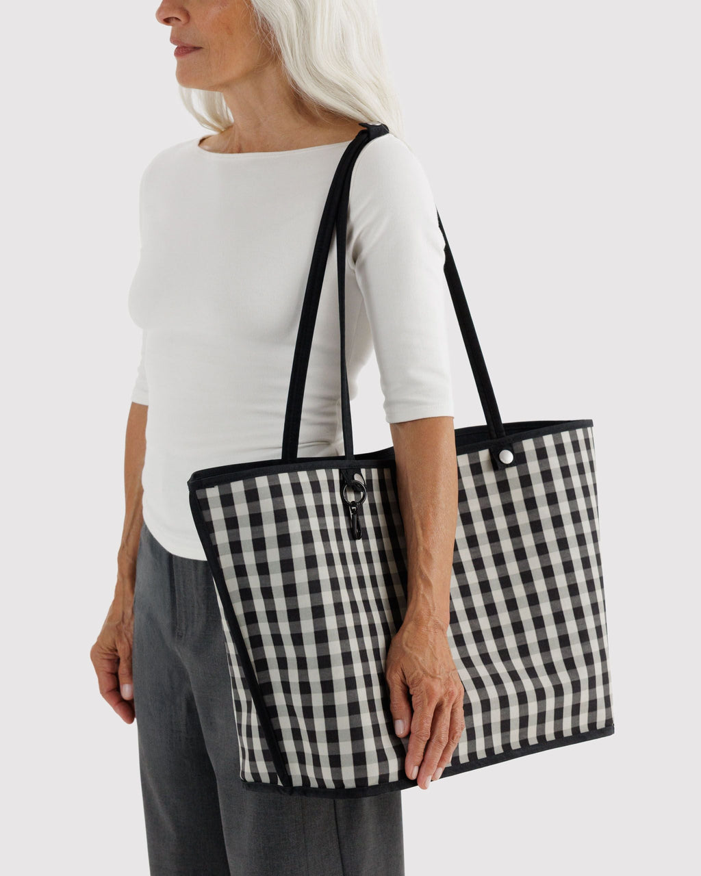 Flexible Daily Tote - Large Nylon Reversible Tote in Black Mix