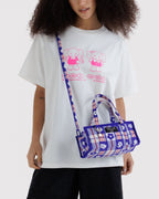 Mini Nylon Market Bag in Market Plaid Blue - Easy Style