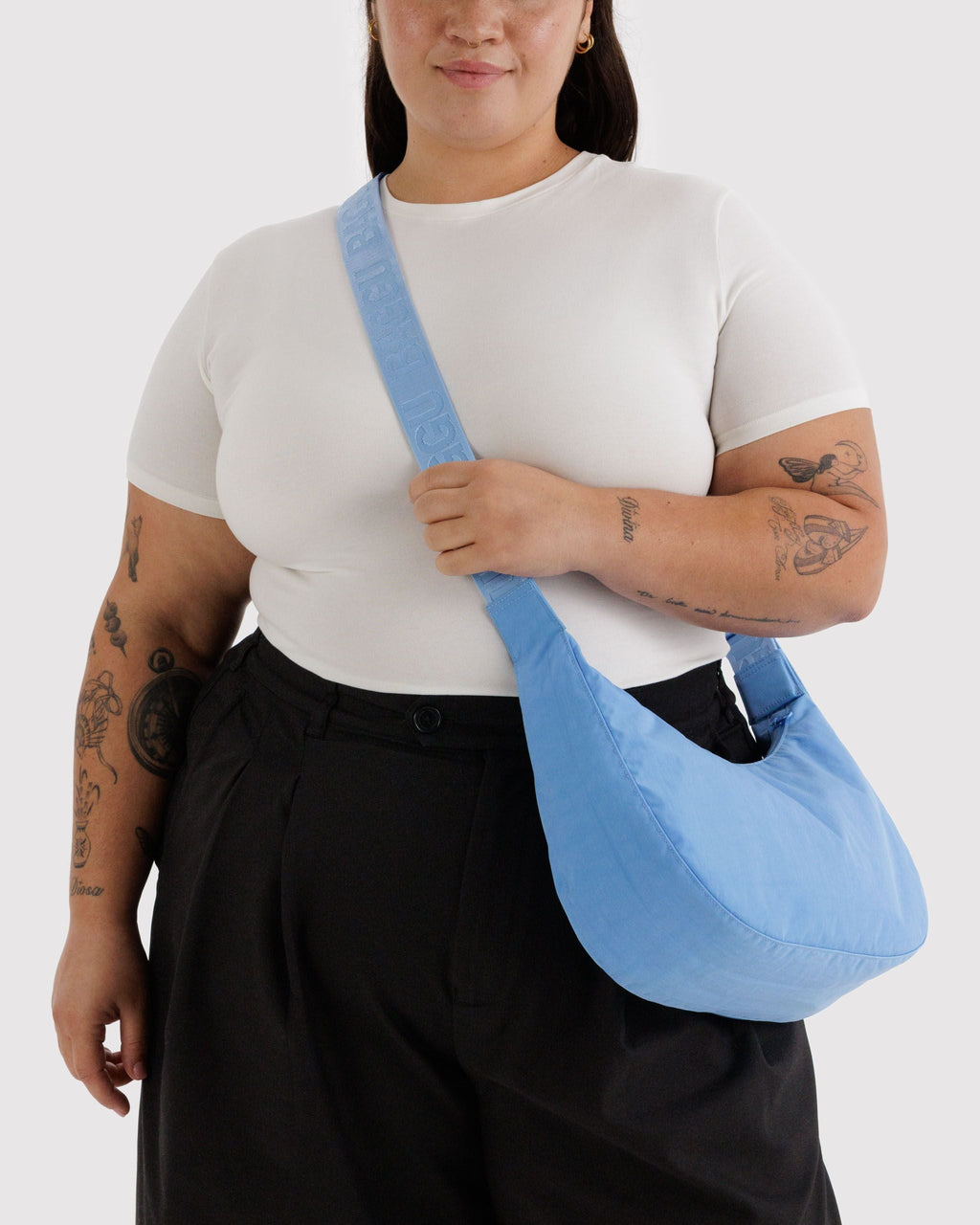 Easy Day to Night Carry - Medium Nylon Crescent Bag in Piscine