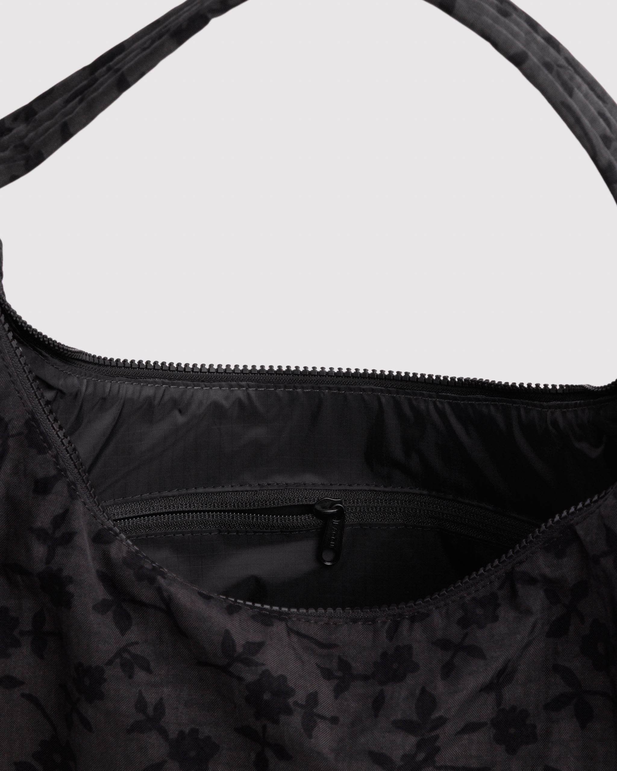 Easy Day to Night Carry - Nylon Shoulder Bag in Charcoal Ditsy Floral