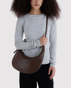 Medium Recycled Leather Flat Crescent in Brown - Easy Style