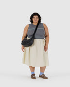 Medium Recycled Leather Crescent Bag in Black - Easy Style