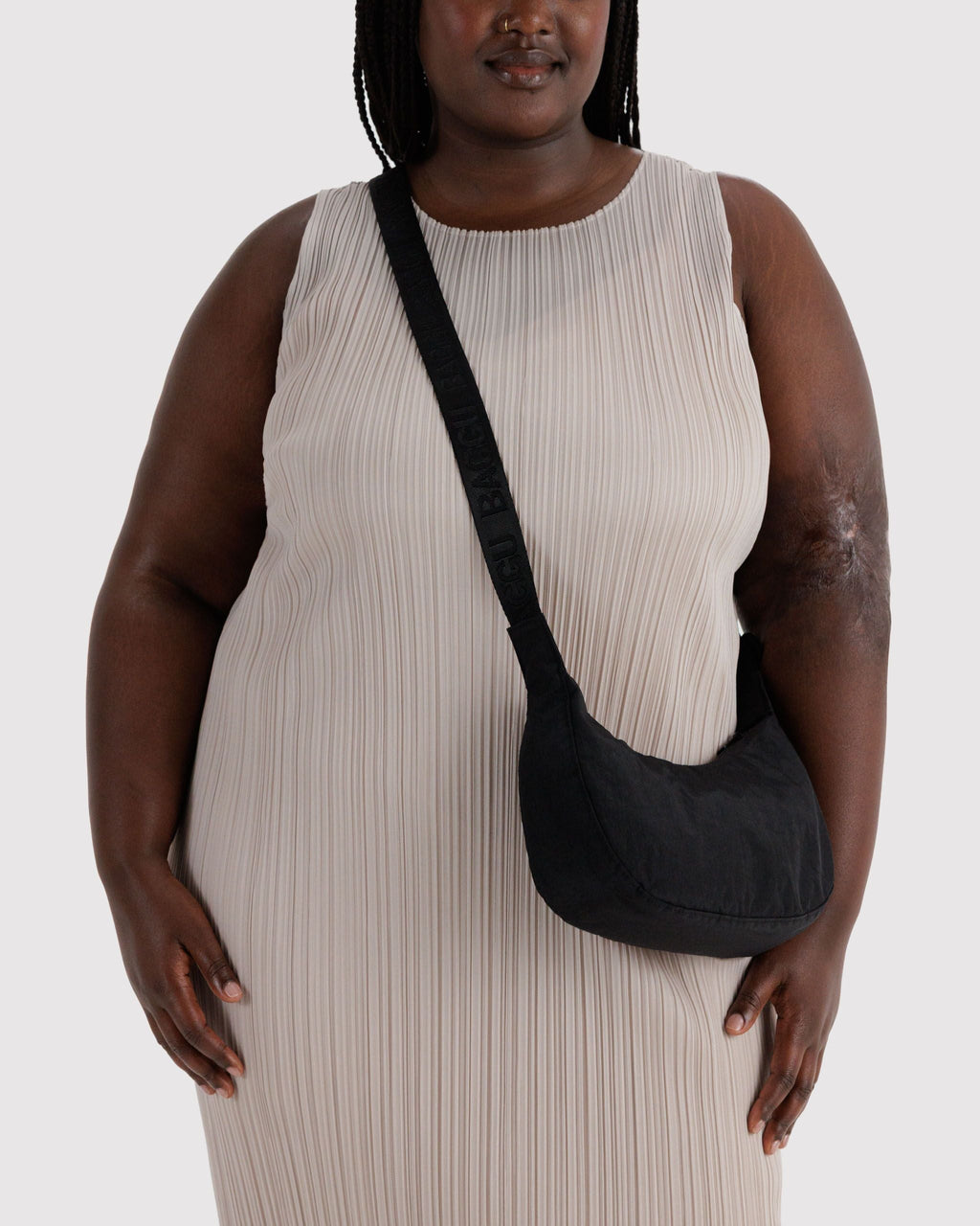 Easy Day to Night Carry - Small Nylon Crescent Bag in Black