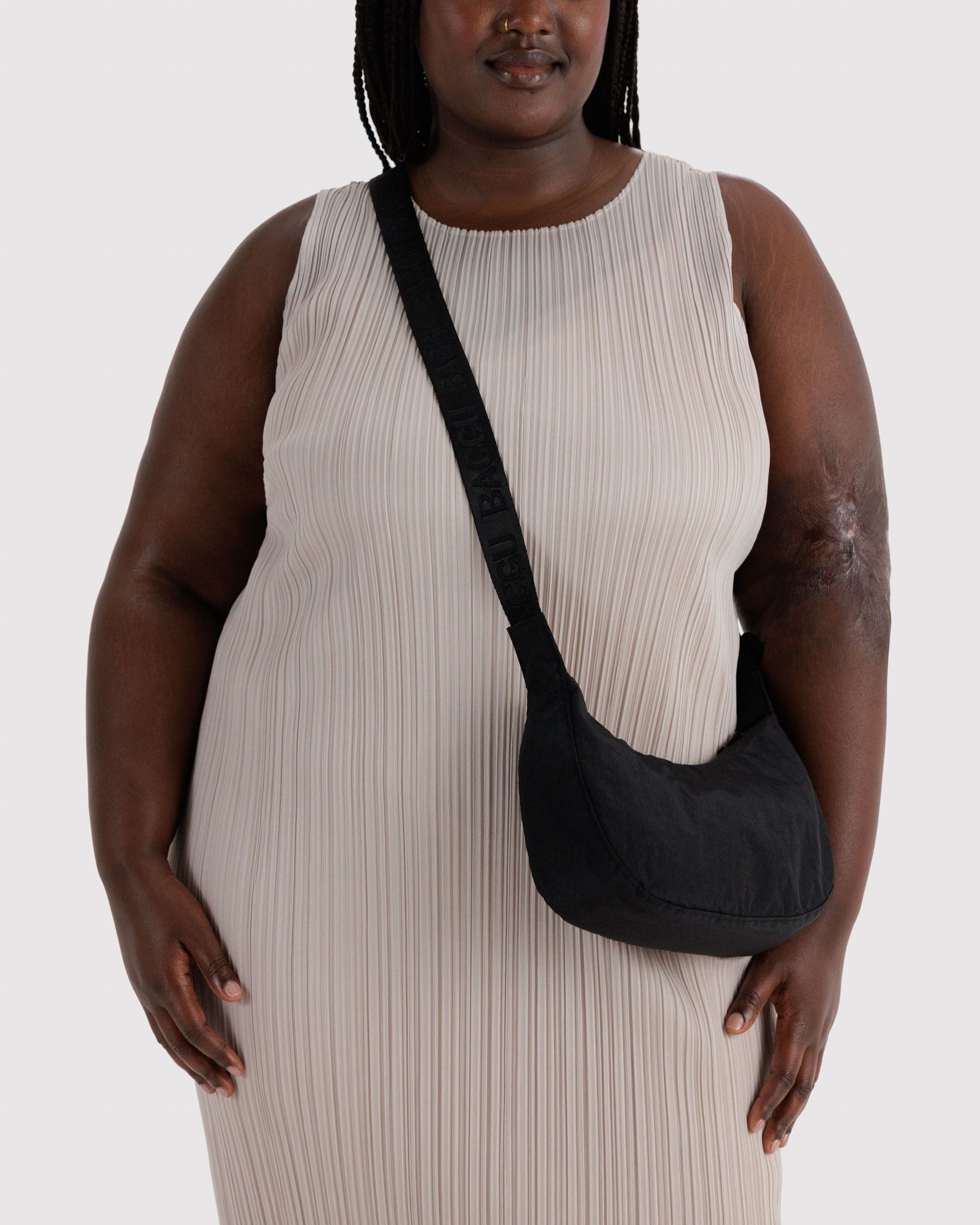 Easy Day to Night Carry - Small Nylon Crescent Bag in Black