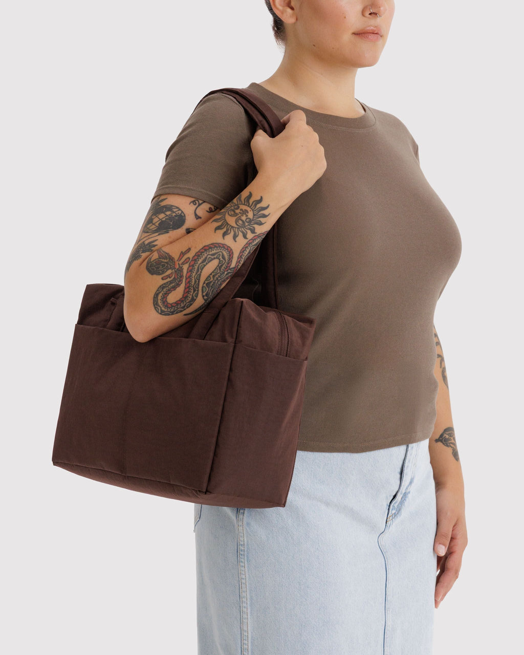 Flexible Daily Tote - Everyday Cloud Bag in Coffee
