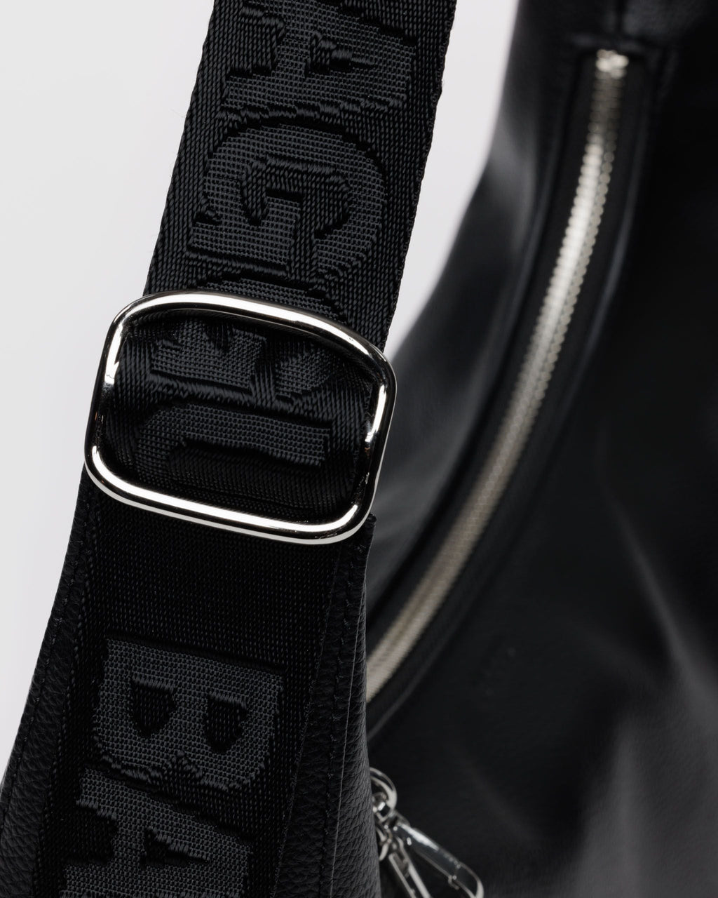 Medium Recycled Leather Crescent Bag in Black - Easy Style