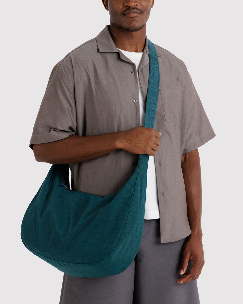 Easy Day to Night Carry - Large Nylon Crescent Bag in Deep Sea