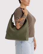 Easy Day to Night Carry - Recycled Leather Shoulder Bag in Loden