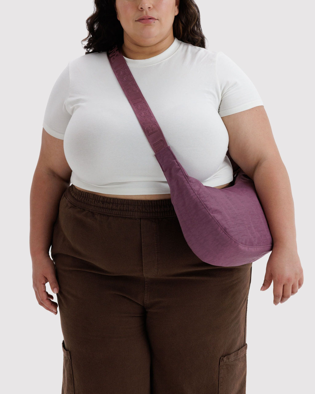 Easy Day to Night Carry - Medium Nylon Crescent Bag in Wild Plum