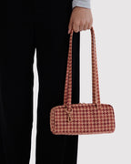 Easy Day to Night Carry - Small Nylon Bowler Bag in Tan Houndstooth