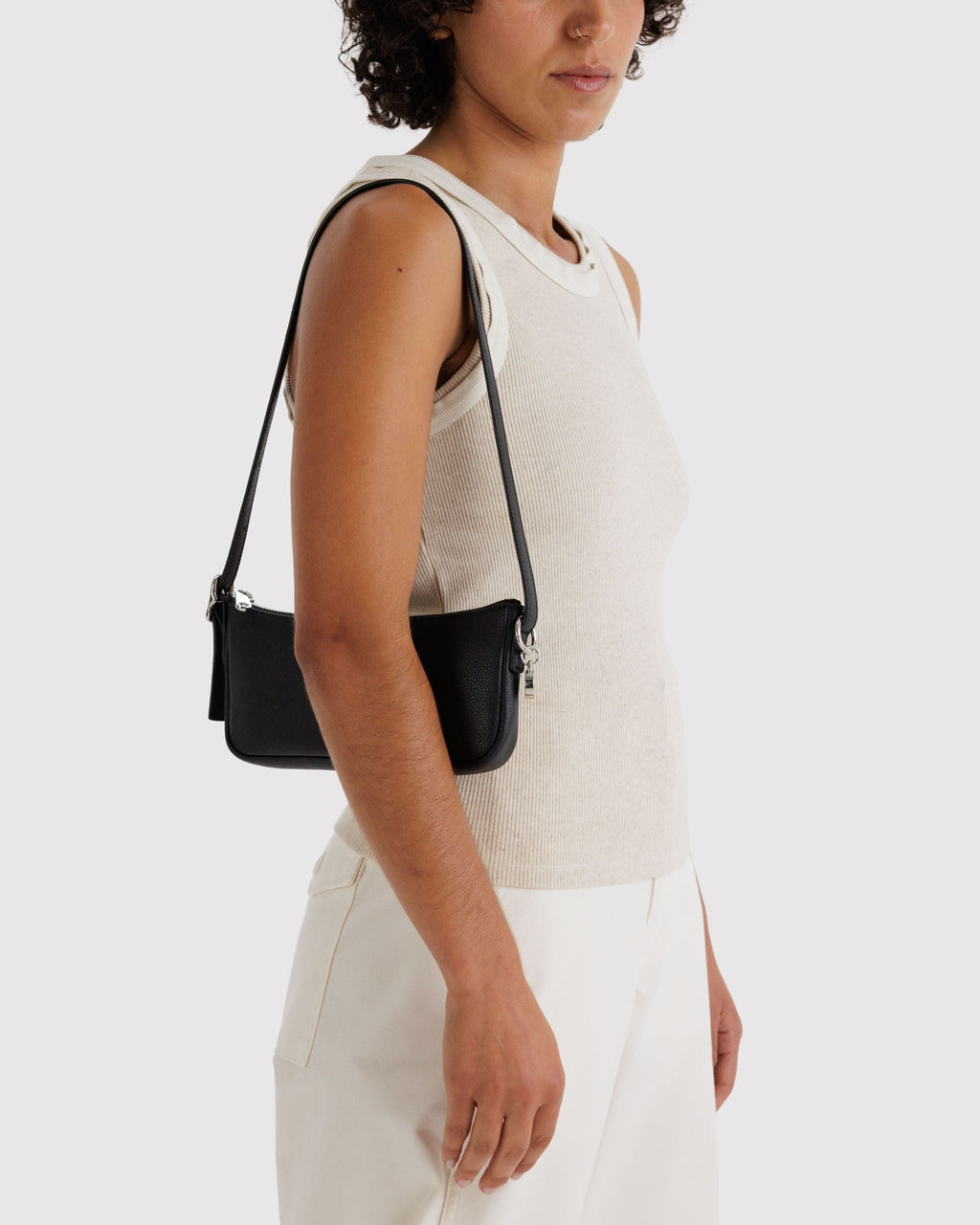Easy Day to Night Carry - Recycled Leather Pochette in Black