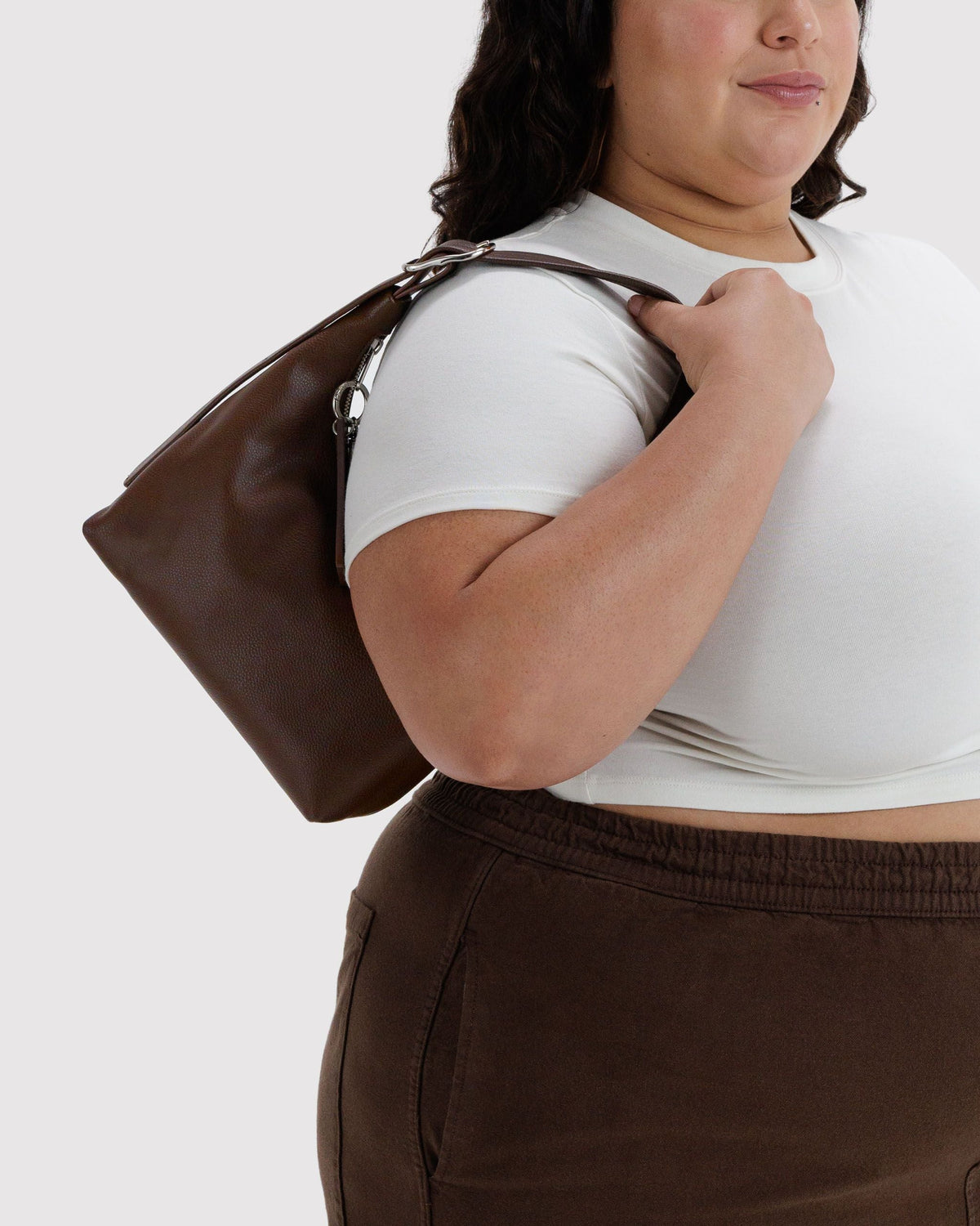Easy Day to Night Carry - Mini Recycled Leather Shoulder Bag in Brown
