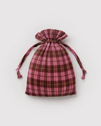Lightweight Reusable Essential - Pleated Baggu in Azalea Pink Tartan