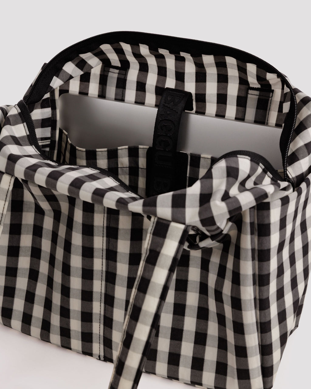 Flexible Daily Tote - Everyday Cloud Bag in Black and Cream Gingham