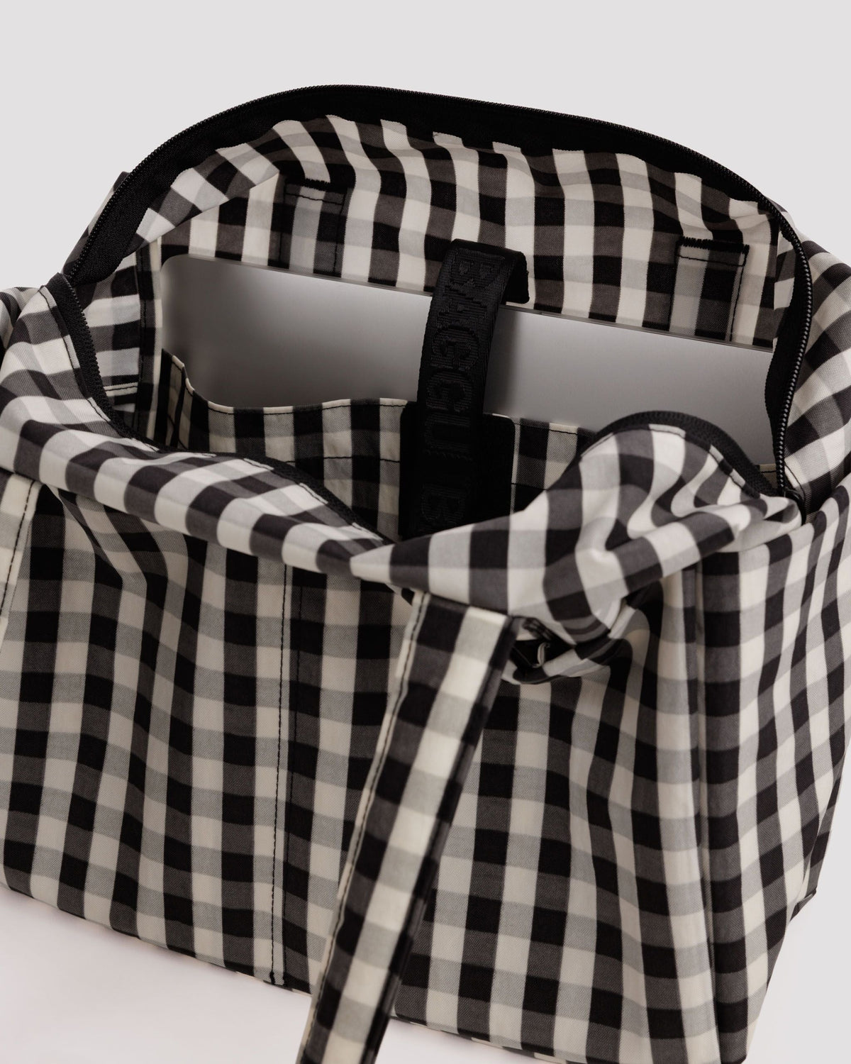 Flexible Daily Tote - Everyday Cloud Bag in Black and Cream Gingham