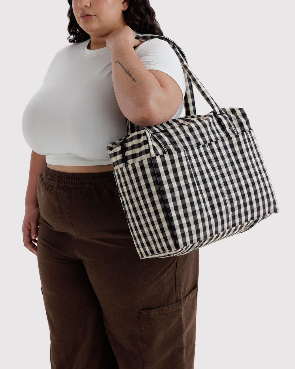 Small Cloud Carry-On in Black and Cream Gingham - Easy Style