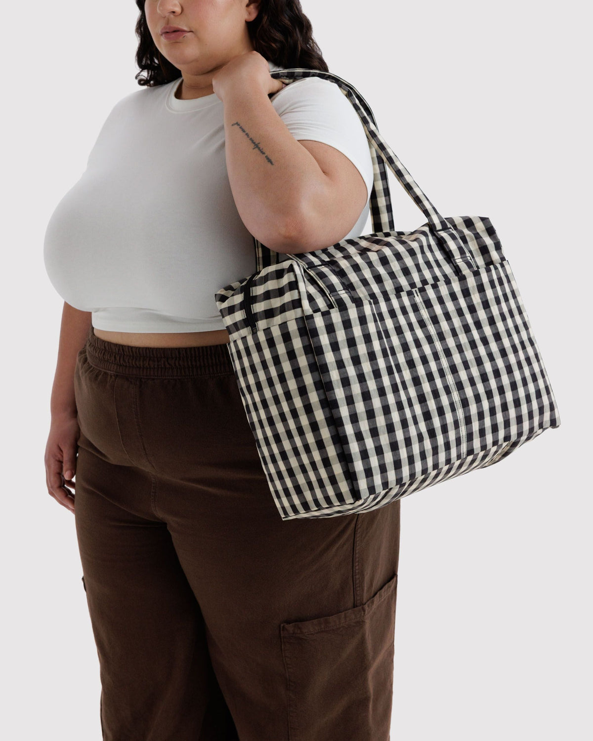 Small Cloud Carry-On in Black and Cream Gingham - Easy Style