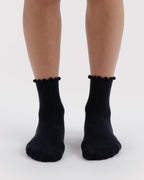 Soft Daily Essential - Lettuce Edge Sock Set of 2 in Black