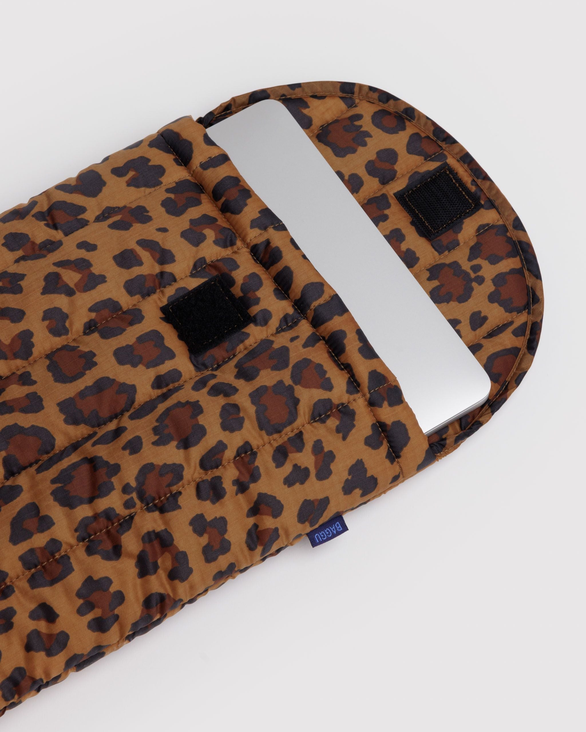 Padded Everyday Protection - Puffy Laptop Sleeve 13 14 in Leopard
