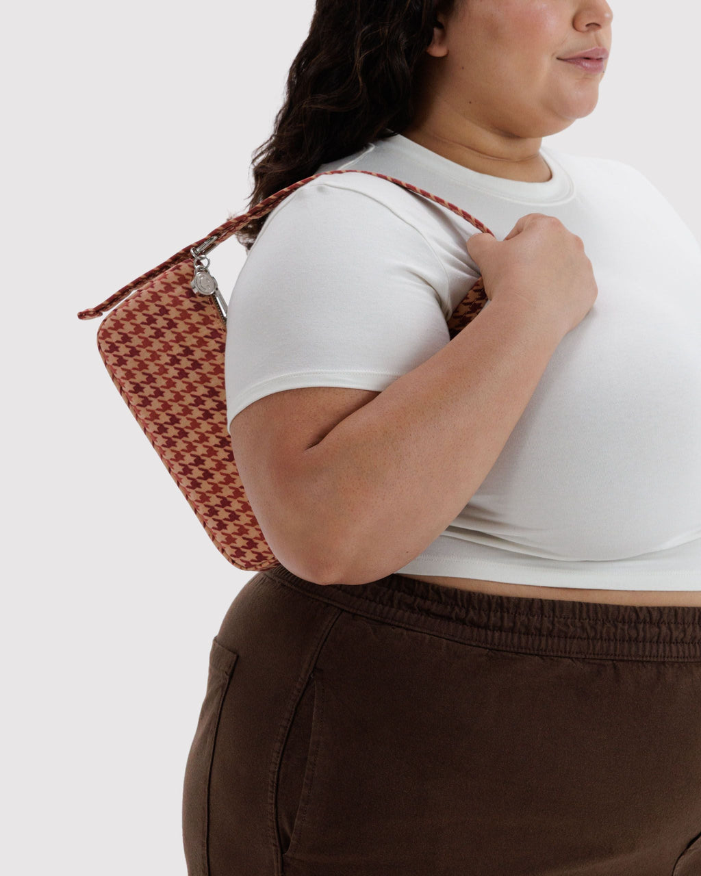 Easy Day to Night Carry - Nylon Pochette in Tan Houndstooth