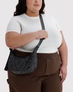 Small Nylon Crescent Bag in Charcoal Ditsy Floral - Easy Style