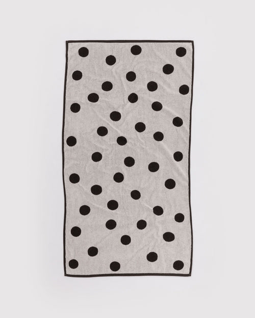 Bath Towel - Cream and Black Polka Dot