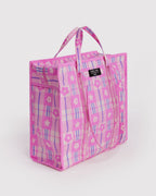 Large Nylon Market Bag in Market Plaid Pink - Easy Style