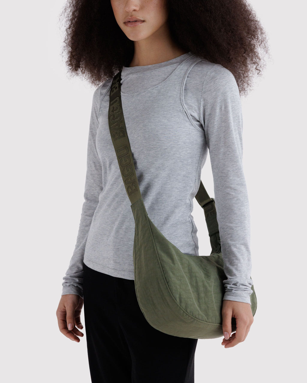 Easy Day to Night Carry - Medium Nylon Crescent Bag in Caper
