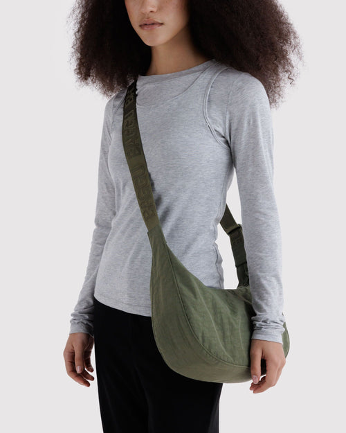 Easy Day to Night Carry - Medium Nylon Crescent Bag in Caper