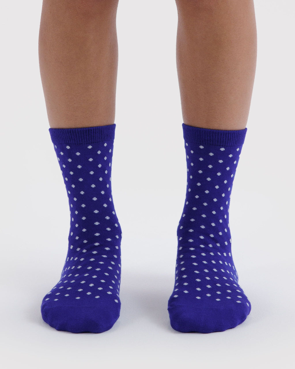 Soft Daily Essential - Crew Sock in Micro Blue and White Polka Dot