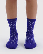 Soft Daily Essential - Crew Sock in Micro Blue and White Polka Dot