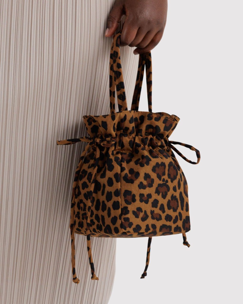 Easy Day to Night Carry - Nylon Drawstring Bag in Leopard