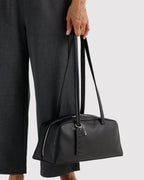 Easy Day to Night Carry - Recycled Leather Bowler Bag in Black