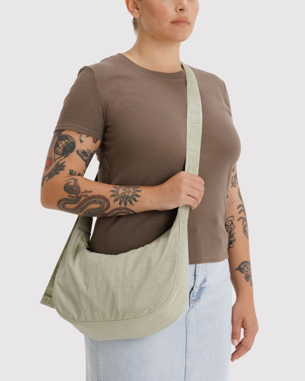 Easy Day to Night Carry - Medium Nylon Crescent Bag in Celadon