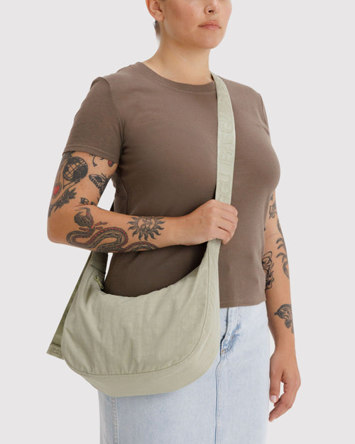 Easy Day to Night Carry - Medium Nylon Crescent Bag in Celadon