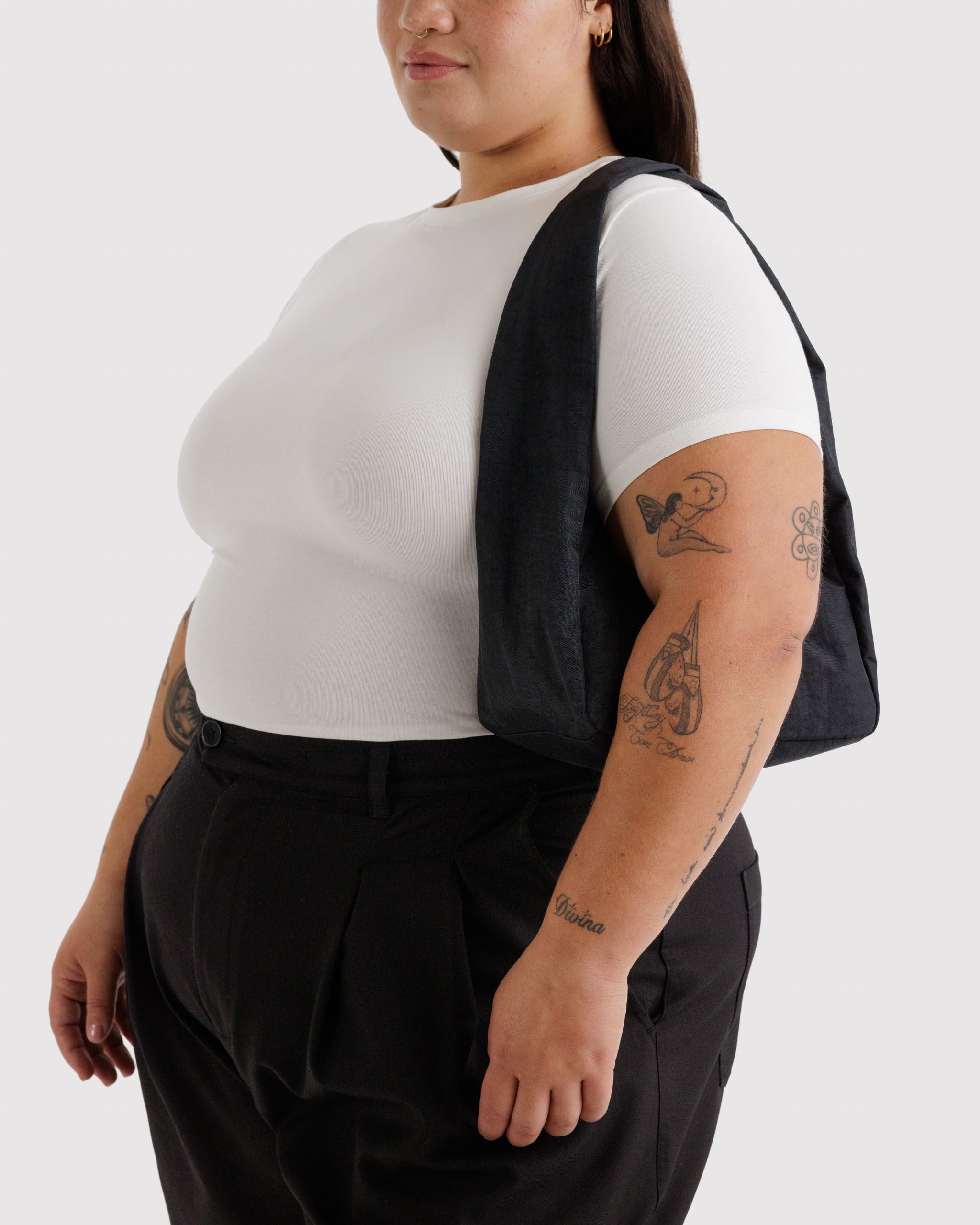 Easy Day to Night Carry - Small Nylon Meringue Bag in Black