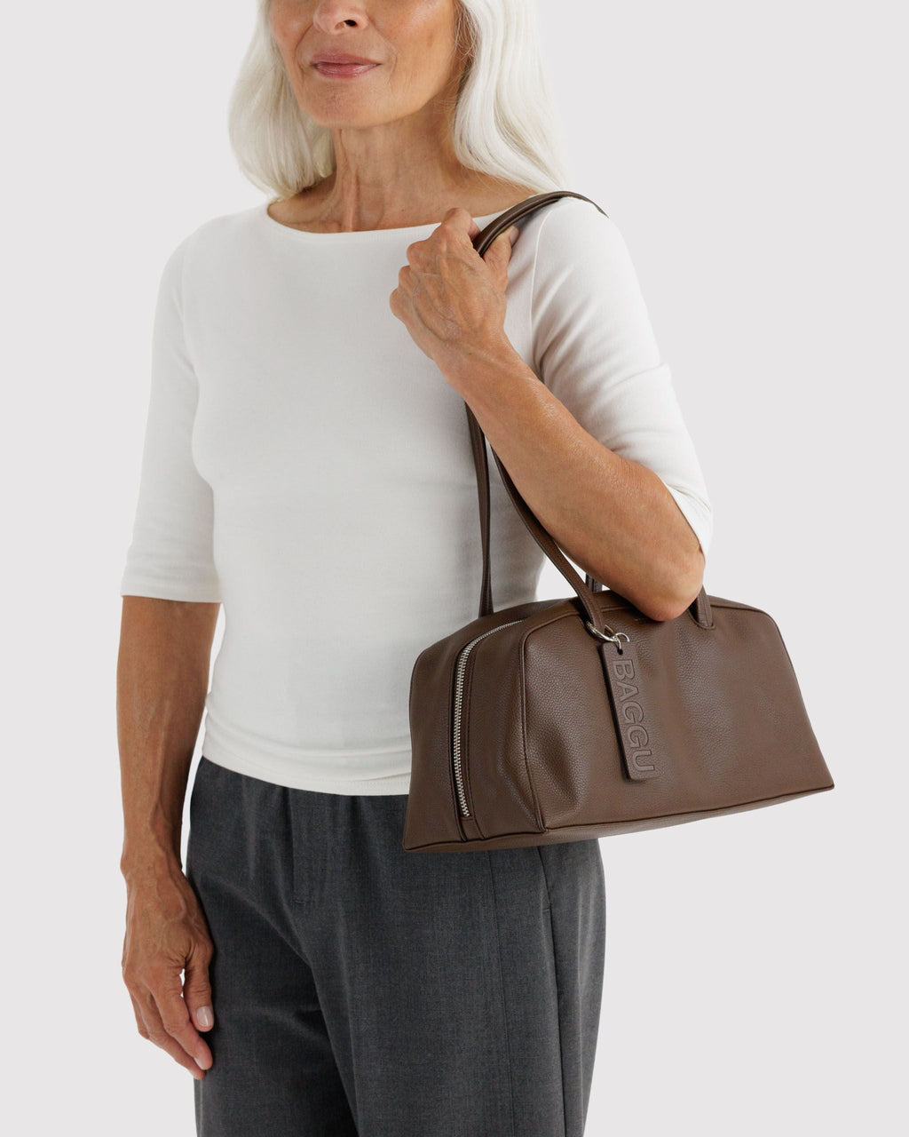 Easy Day to Night Carry - Recycled Leather Bowler Bag in Brown