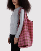 Lightweight Reusable Essential - Big Baggu in Azalea Pink Tartan